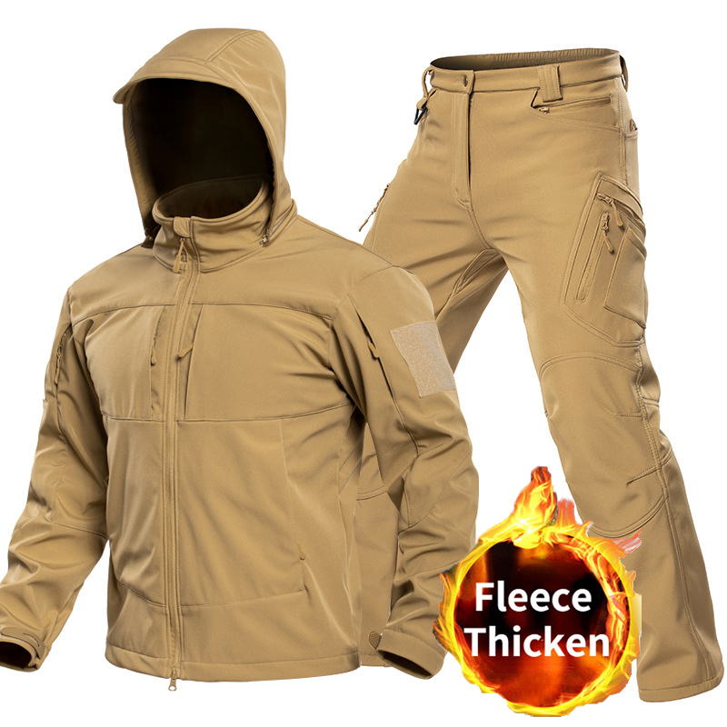 Camping Outdoor Clothing - Тактический софтшелл-костюм для мужчин с капюшоном,