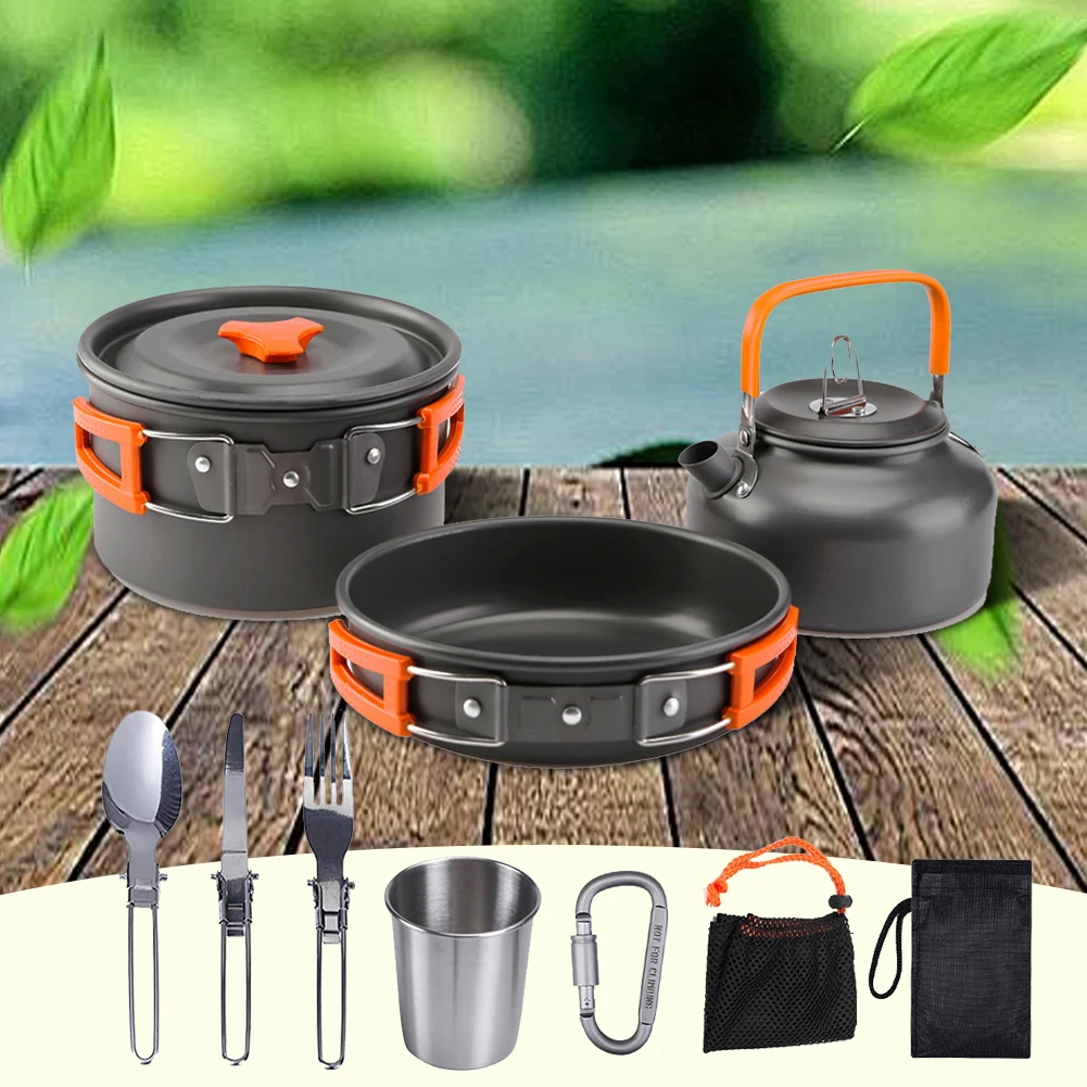 Набор походной посуды: чайник, – обзор и цена Outdoor Camping Utensils